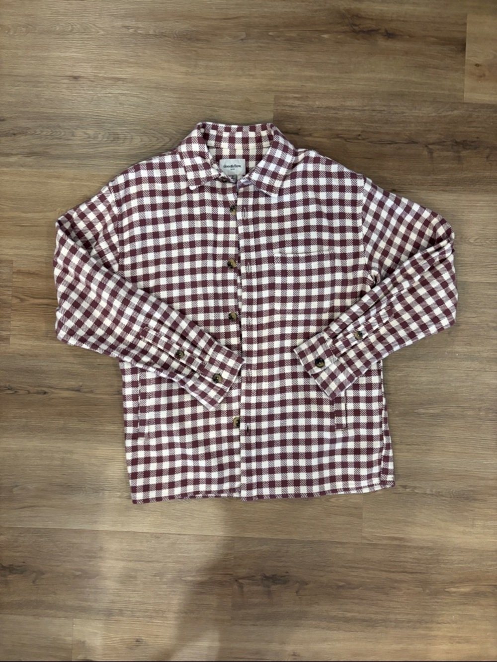 Goodfellow & Co Maroon and White Gingham Button-Down Shirt